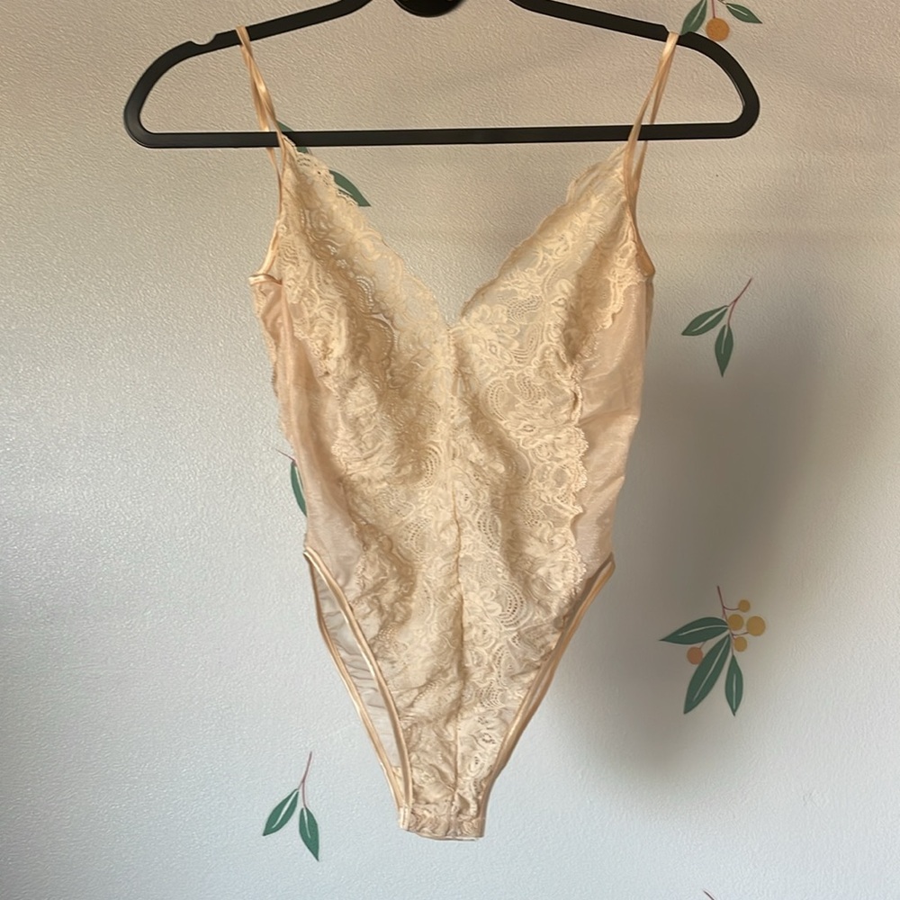 Vintage Gaviota Nude Lacy Bodysuit
